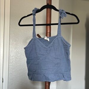 Women’s Roxy Blue Peplum Crop Top with Knotted Straps Size Medium |A190